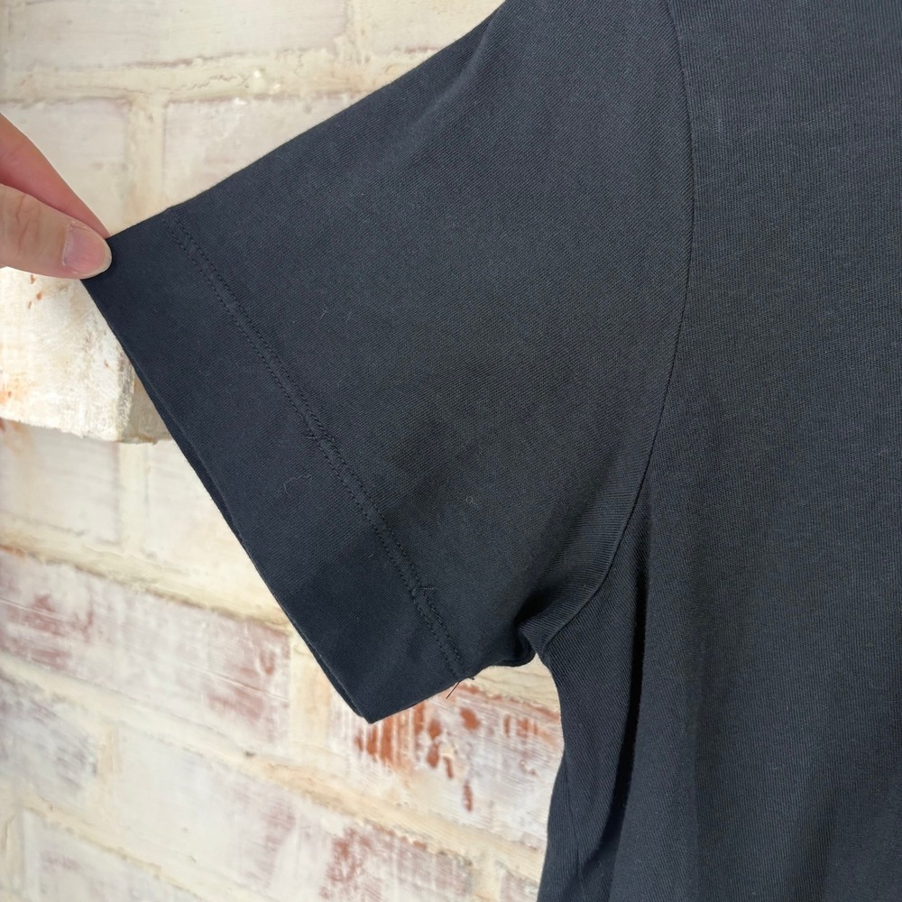 Wilfred Aritzia Black Cropped Crew Neck T-Shirt Elastic Hem Boxy Casual Tee M - Picture 4 of 7